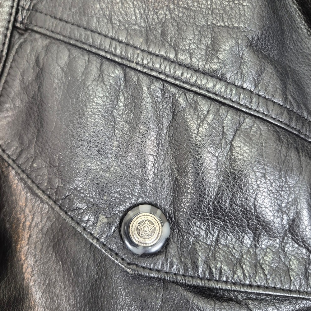 True Breed Mens Black Leather Bomber Jacket Vintage Map Lining Size M - Picture 4 of 13